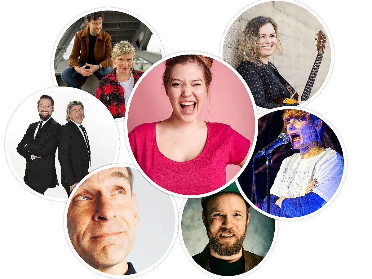 Collage aus Künstlern, die im Kreativ-Haus in 2026 auftreten